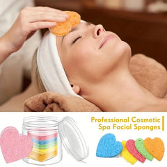 50 Facial Sponges Heart Shape Compressed Face Sponge Natural Sponge Pads