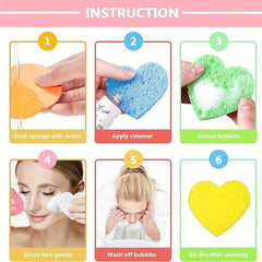 50 Facial Sponges Heart Shape Compressed Face Sponge Natural Sponge Pads