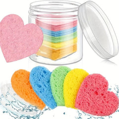50 Facial Sponges Heart Shape Compressed Face Sponge Natural Sponge Pads