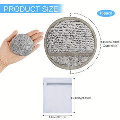 16pcs Bamboo Charcoal Makeup Remover Puff - Soft & Reusable