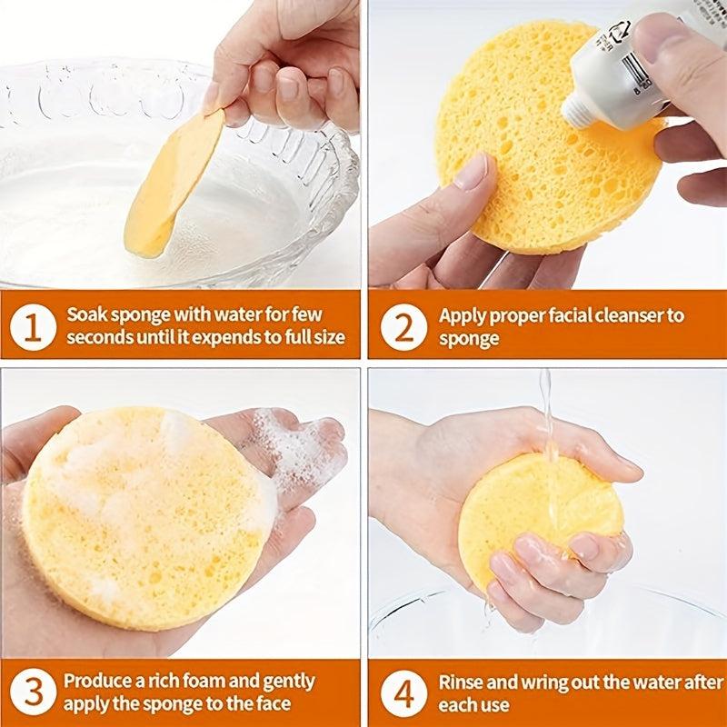 20pcs Facial Cleansing Sponge Puff Wood Pulp Cotton Face Washing Puff