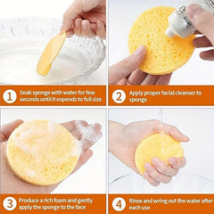 20pcs Facial Cleansing Sponge Puff Wood Pulp Cotton Face Washing Puff