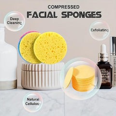 20pcs Facial Cleansing Sponge Puff Wood Pulp Cotton Face Washing Puff