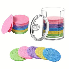 20pcs Facial Cleansing Sponge Puff Wood Pulp Cotton Face Washing Puff