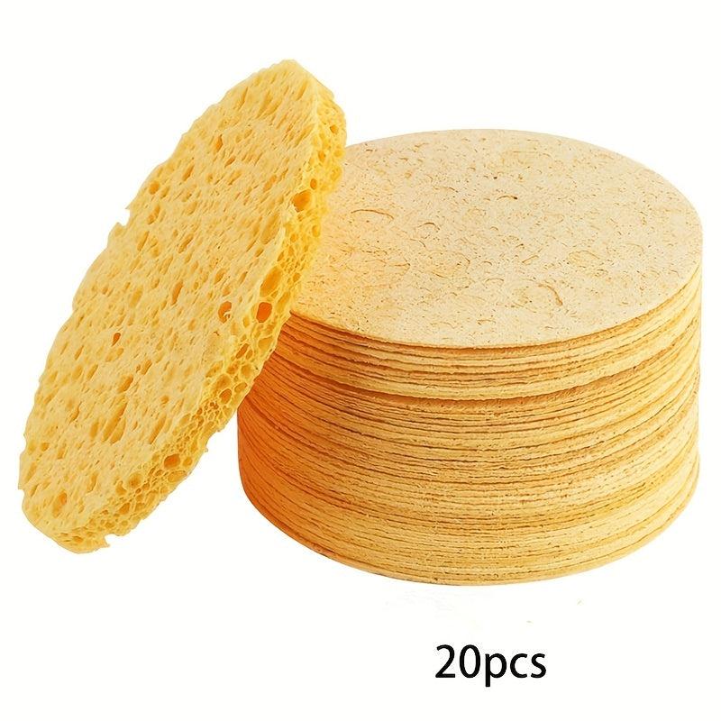 20pcs Facial Cleansing Sponge Puff Wood Pulp Cotton Face Washing Puff
