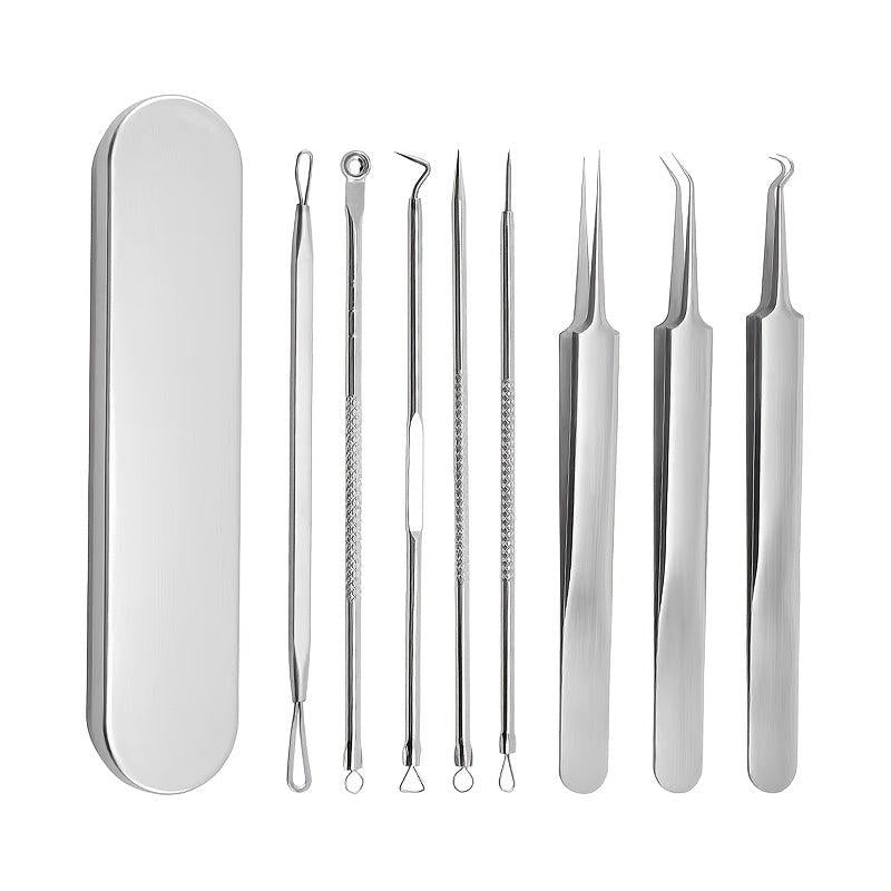 8pc Acne Needle Set with Storage Box Blackhead Clip Beauty Tool