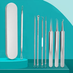 8pc Acne Needle Set with Storage Box Blackhead Clip Beauty Tool