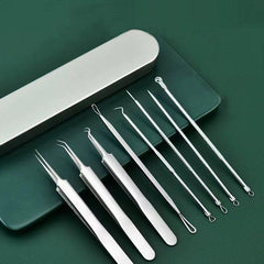 8pc Acne Needle Set with Storage Box Blackhead Clip Beauty Tool