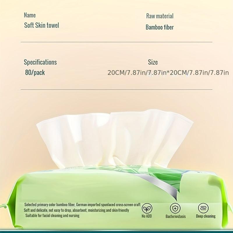 80 Pcs Disposable Bamboo Fiber Face Towel Face Cleaning Cloth Makeup Remover