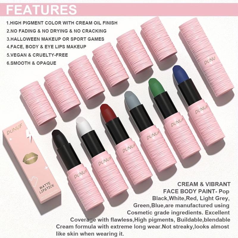 6-Color Matte Face Lipstick Halloween Makeup