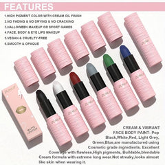 6-Color Matte Face Lipstick Halloween Makeup