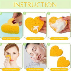 20 Heart Shape Compressed Facial Sponges Cellulose 100% Natural Spa Sponges