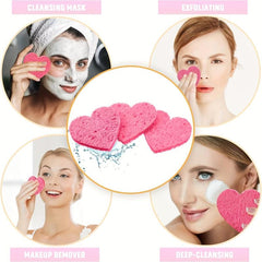 20 Heart Shape Compressed Facial Sponges Cellulose 100% Natural Spa Sponges