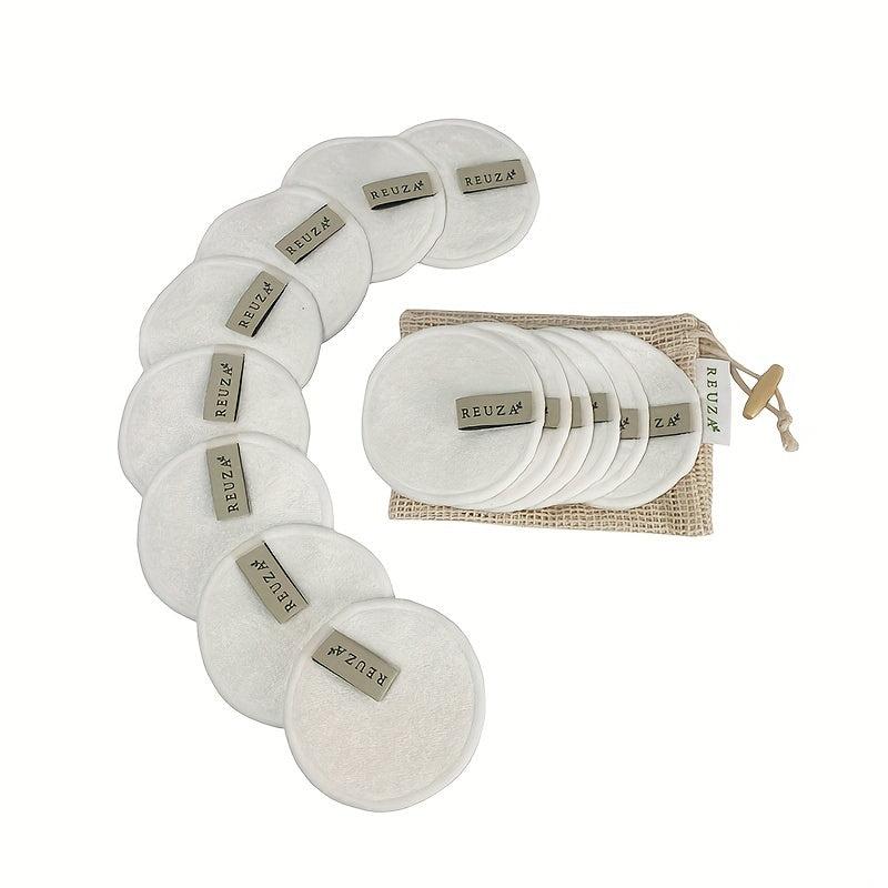 14pcs 3layers Pads With 1 Mesh Bag Reusable Bamboo Cotton Makeup Remover Pads