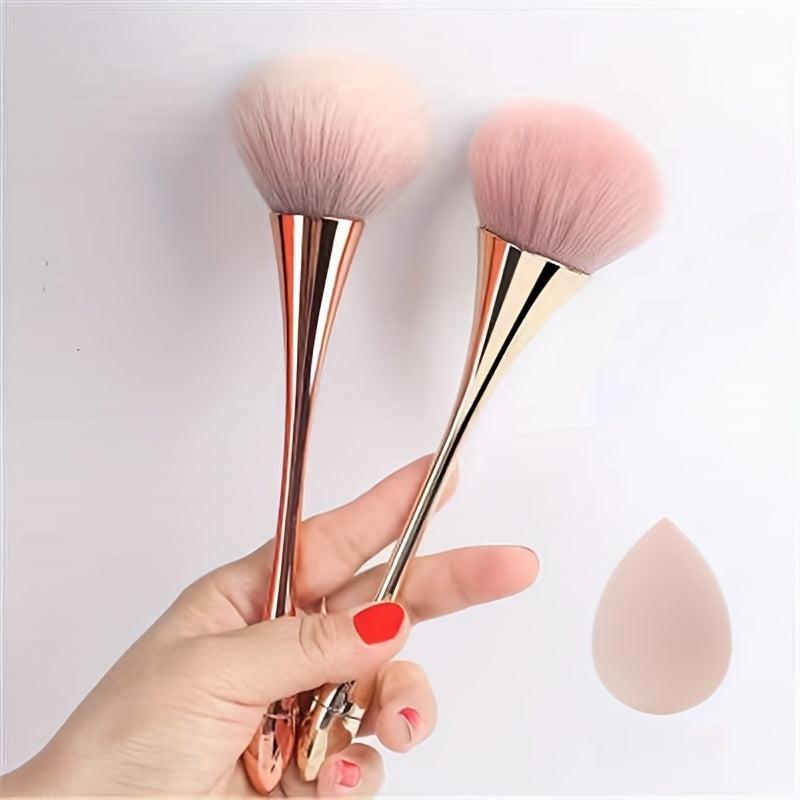 Large Powder Makeup Brush Kabuki Brush With Powder Puff & Sponge