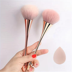 Large Powder Makeup Brush Kabuki Brush With Powder Puff & Sponge