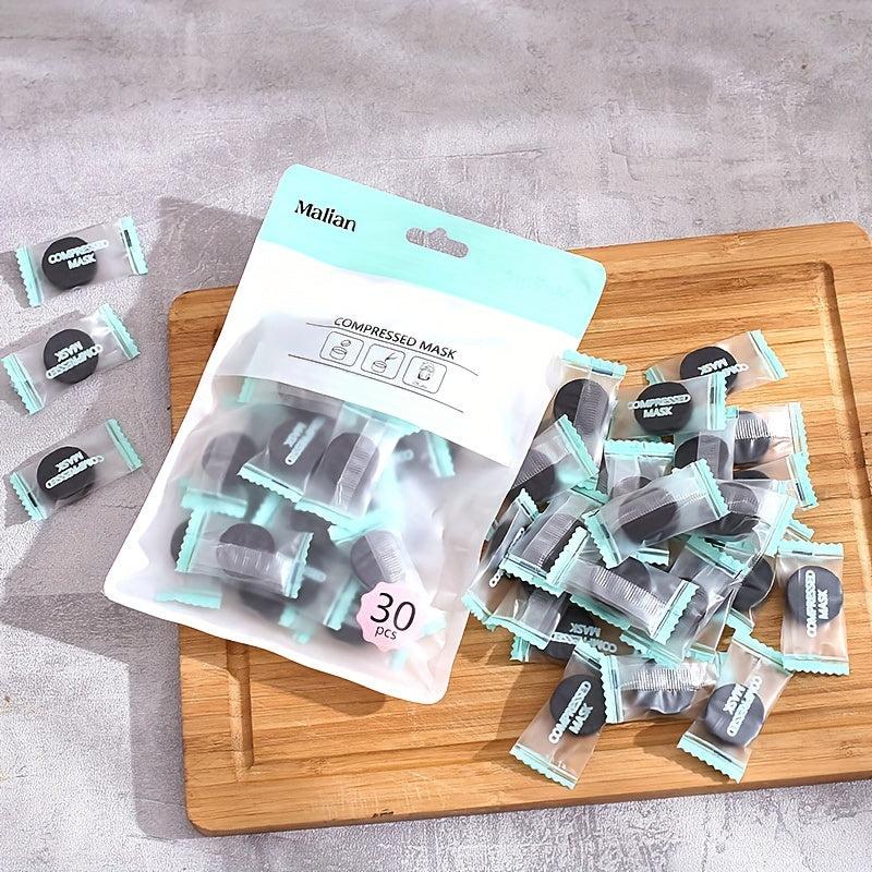 30pcs Bamboo Charcoal Disposable Face Mask Hydrating Sheet DIY