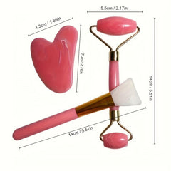 3pcs Massage Roller Gua Sha Set Skin Care Tools For Face Eyes Neck & Body