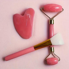 3pcs Massage Roller Gua Sha Set Skin Care Tools For Face Eyes Neck & Body