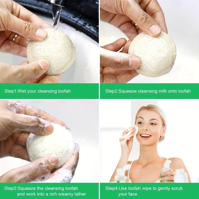 12Pcs Exfoliating Loofah Face Brush Cleanser & Massager Mini Round Bath Sponge