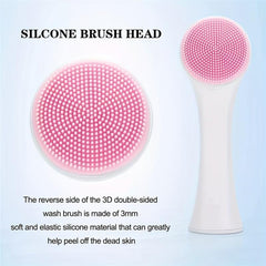 Manual Facial Cleansing Brush Double Headed Skin Care Face Brush Silicone Pink
