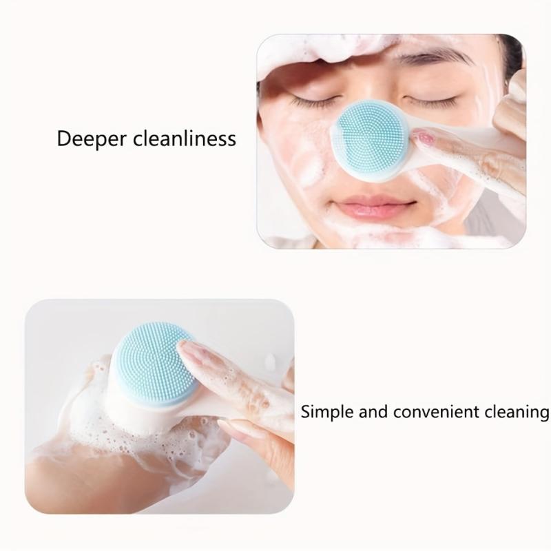 Manual Facial Cleansing Brush Double Headed Skin Care Face Brush Silicone Pink