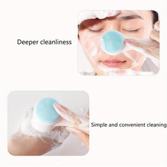 Manual Facial Cleansing Brush Double Headed Skin Care Face Brush Silicone Pink