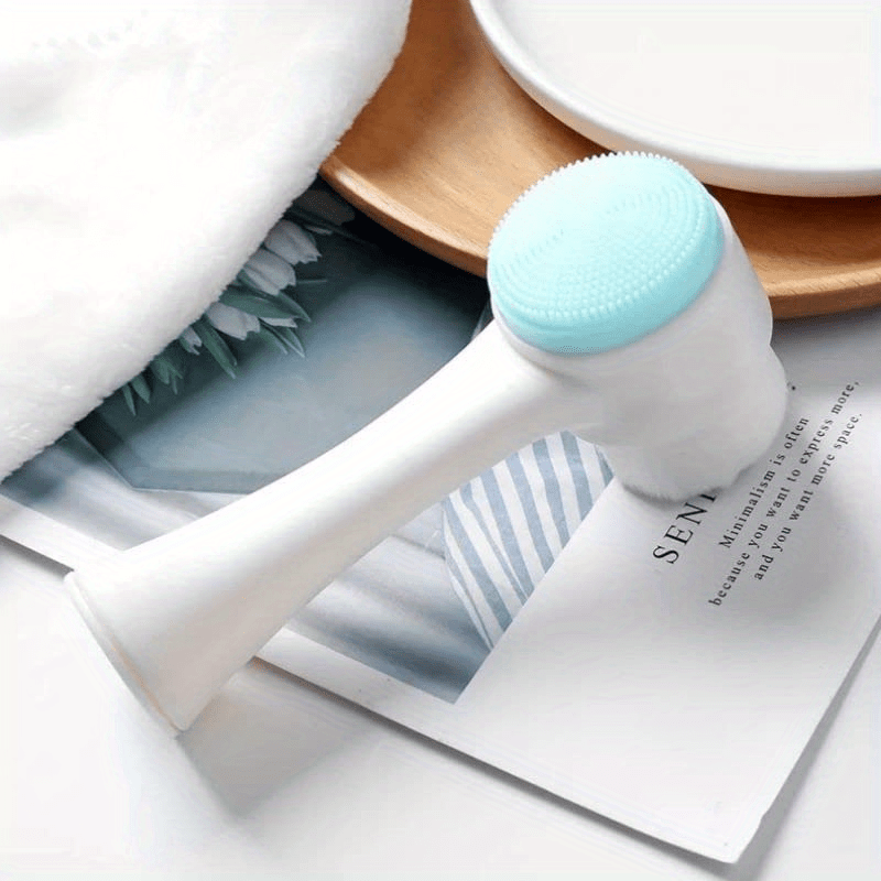 Manual Facial Cleansing Brush Double Headed Skin Care Face Brush Silicone Pink