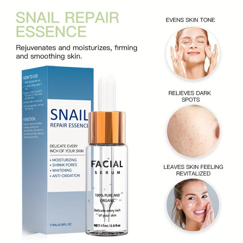 Snail Facial Serum for Nourished, Tightened, Even Skin Tone - 70 Char Limit
