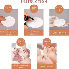 50pcs Wood Pulp Cotton Sponge Face Cleaning Exfoliating Wash Brush Bath