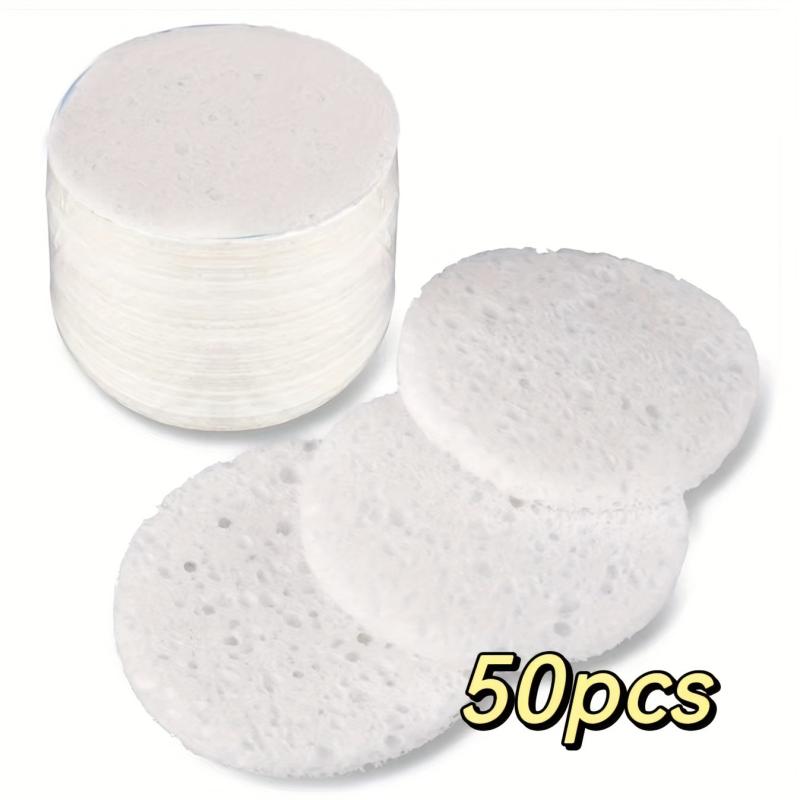 50pcs Wood Pulp Cotton Sponge Face Cleaning Exfoliating Wash Brush Bath