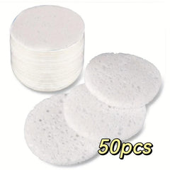 50pcs Wood Pulp Cotton Sponge Face Cleaning Exfoliating Wash Brush Bath