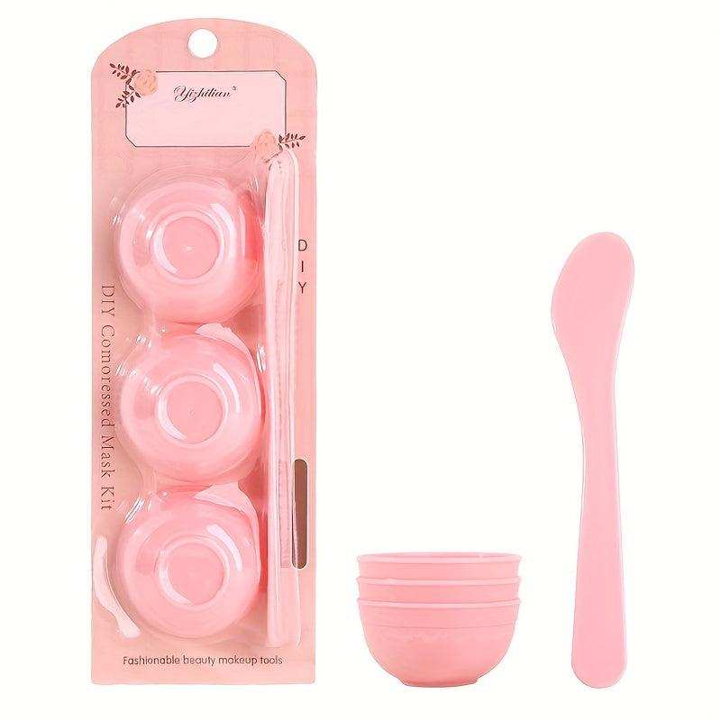 4pcs Pink Face Mask Mixing Bowl Set with Spatula for DIY Clay Mask