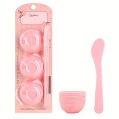 4pcs Pink Face Mask Mixing Bowl Set with Spatula for DIY Clay Mask