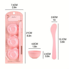 4pcs Pink Face Mask Mixing Bowl Set with Spatula for DIY Clay Mask