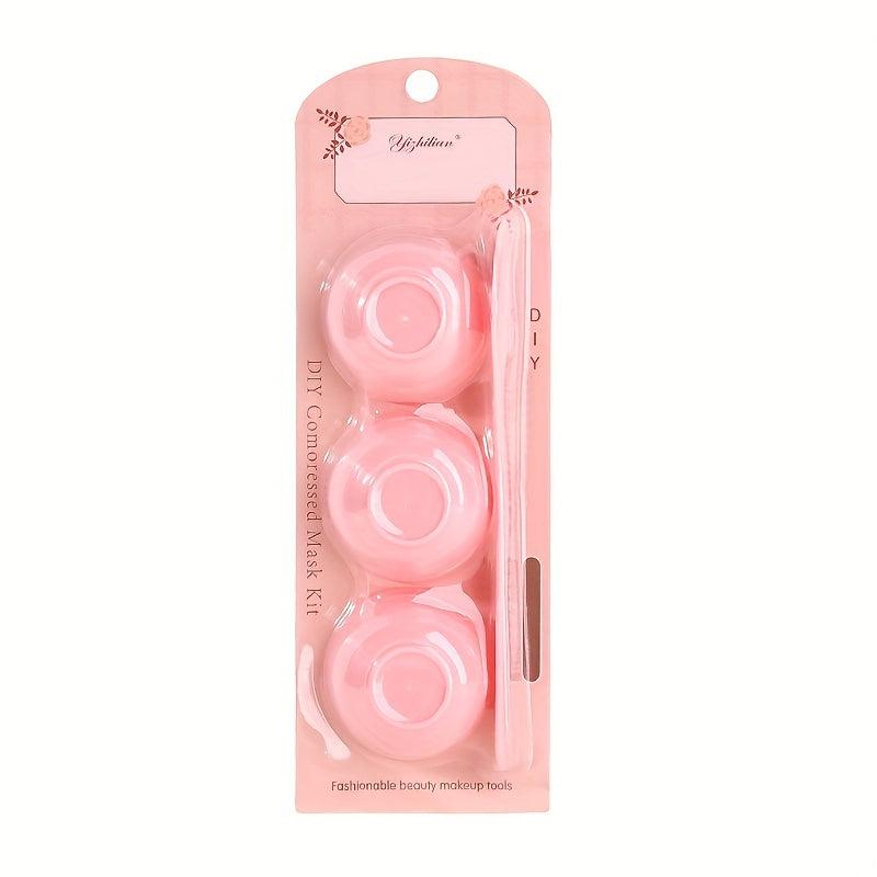 4pcs Pink Face Mask Mixing Bowl Set with Spatula for DIY Clay Mask