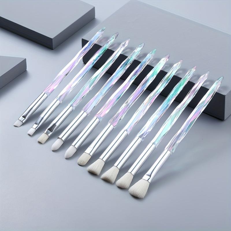 Crystal Handle Makeup Brush Set 10pcs Synthetic Bristles Powder Foundation Blush