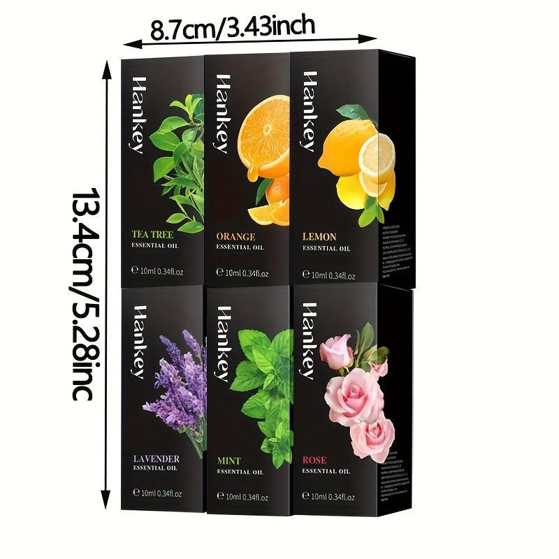 6pcs 10ml Essential Oil Set - Rose Mint Lavender Orange