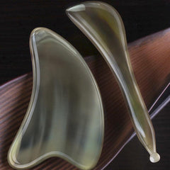 Natural OX Horn Gua Sha Board & Face Lift Massage Stick Set