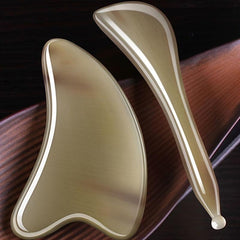 Natural OX Horn Gua Sha Board & Face Lift Massage Stick Set