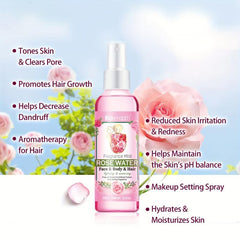 Rose Water Face & Hair Spray Makeup Remover Hydrating Rosewater