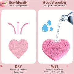 30 Heart Shape Facial Sponges with Container