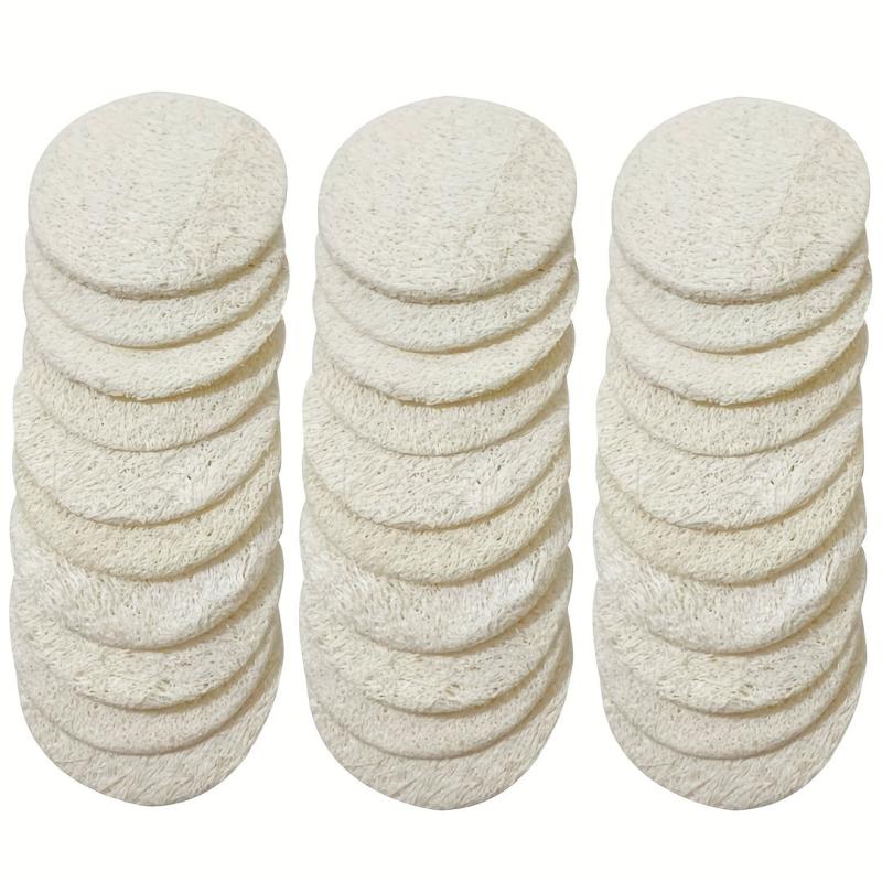 30 Pack Natural Loofah Sponge Exfoliating Face Pads Scrubbers Pad