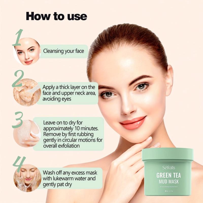 Green Tea Facial Mud Mask Gentle Exfoliating Moisturizing Nourishing Skin