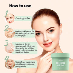 Green Tea Facial Mud Mask Gentle Exfoliating Moisturizing Nourishing Skin
