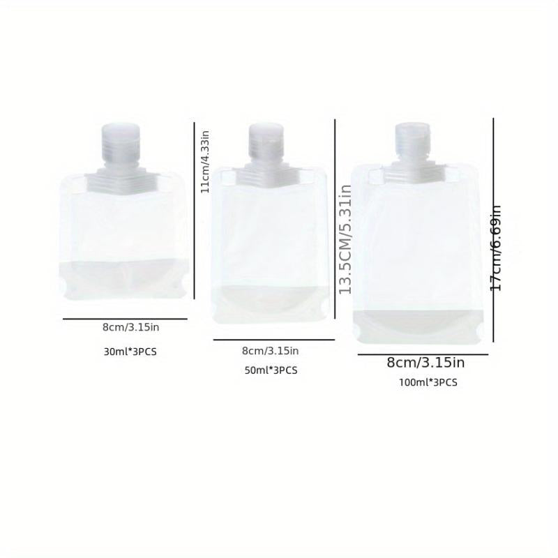 9pcs 18pcs Portable Toiletries Squeeze Pouches for Lotion Shampoo Shower Gel
