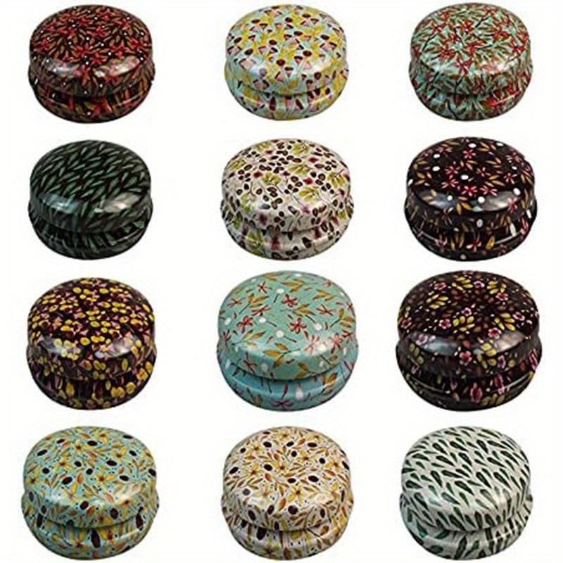 12 Pack Round Tin Containers 20ml Capacity Hinged Lid for Candles Lip Balm Salve