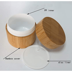 2pcs Natural Bamboo Cosmetic Jars with Liner and Lid