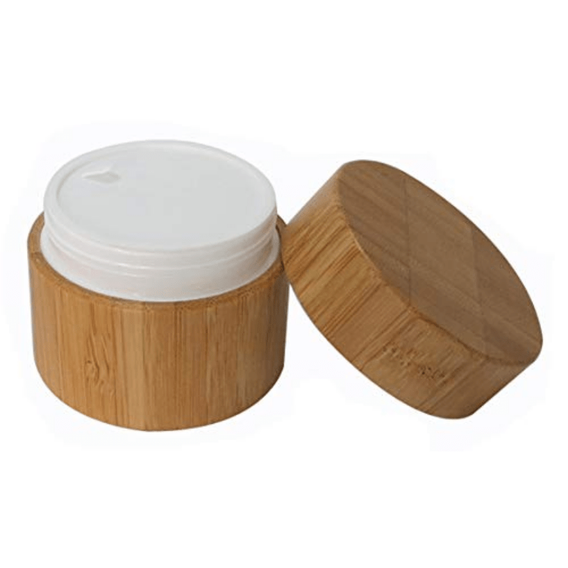 2pcs Natural Bamboo Cosmetic Jars with Liner and Lid