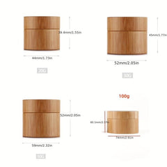2pcs Natural Bamboo Cosmetic Jars with Liner and Lid